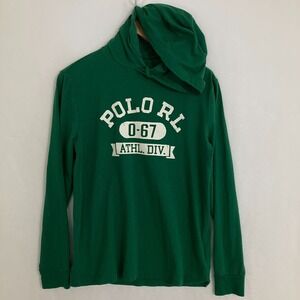 Polo Ralph Lauren Athl Div Hooded Shirt Men Size S Lightweight Logo Pullover Tee